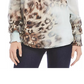 Karen Kane Women's Leopard-Print Smocked-Sleeve Top Brown Size Small