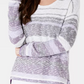 Style & Co Women's  Petite Striped Drop-Shoulder Sweater Purple Size PP