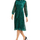Alfani Women's Velvet Burnout Belted Shirtdress Green Size 16