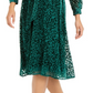 Alfani Women's Velvet Burnout Belted Shirtdress Green Size 16