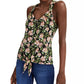 INC International Concepts Women's Floral Print Tie Front Top Black Size Small