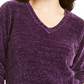 Karen Scott Women's V Neck Chenille Sweater Purple Size Small