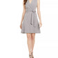 Calvin Klein Women's Solid Sleeveless V Neck Above The Knee Fit Flare Dress Gray Size 10