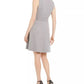Calvin Klein Women's Solid Sleeveless V Neck Above The Knee Fit Flare Dress Gray Size 10