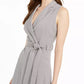 Calvin Klein Women's Solid Sleeveless V Neck Above The Knee Fit Flare Dress Gray Size 10