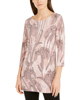 Alfani Women's Printed Mesh Tunic Pink Size Medium