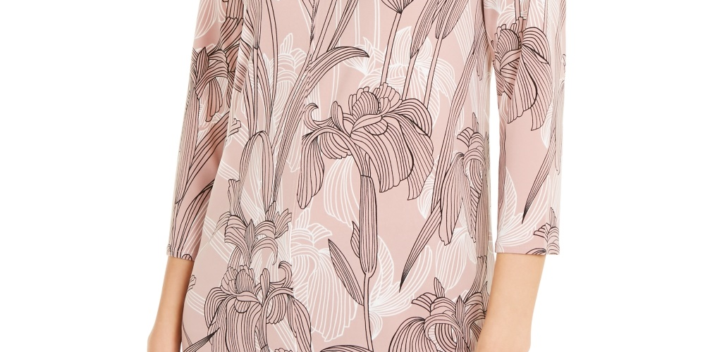 Alfani Women's Printed Mesh Tunic Pink Size Medium