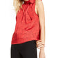 INC International Concepts Women's Heart Print Bow Top Red Size Small