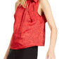 INC International Concepts Women's Heart Print Bow Top Red Size Small