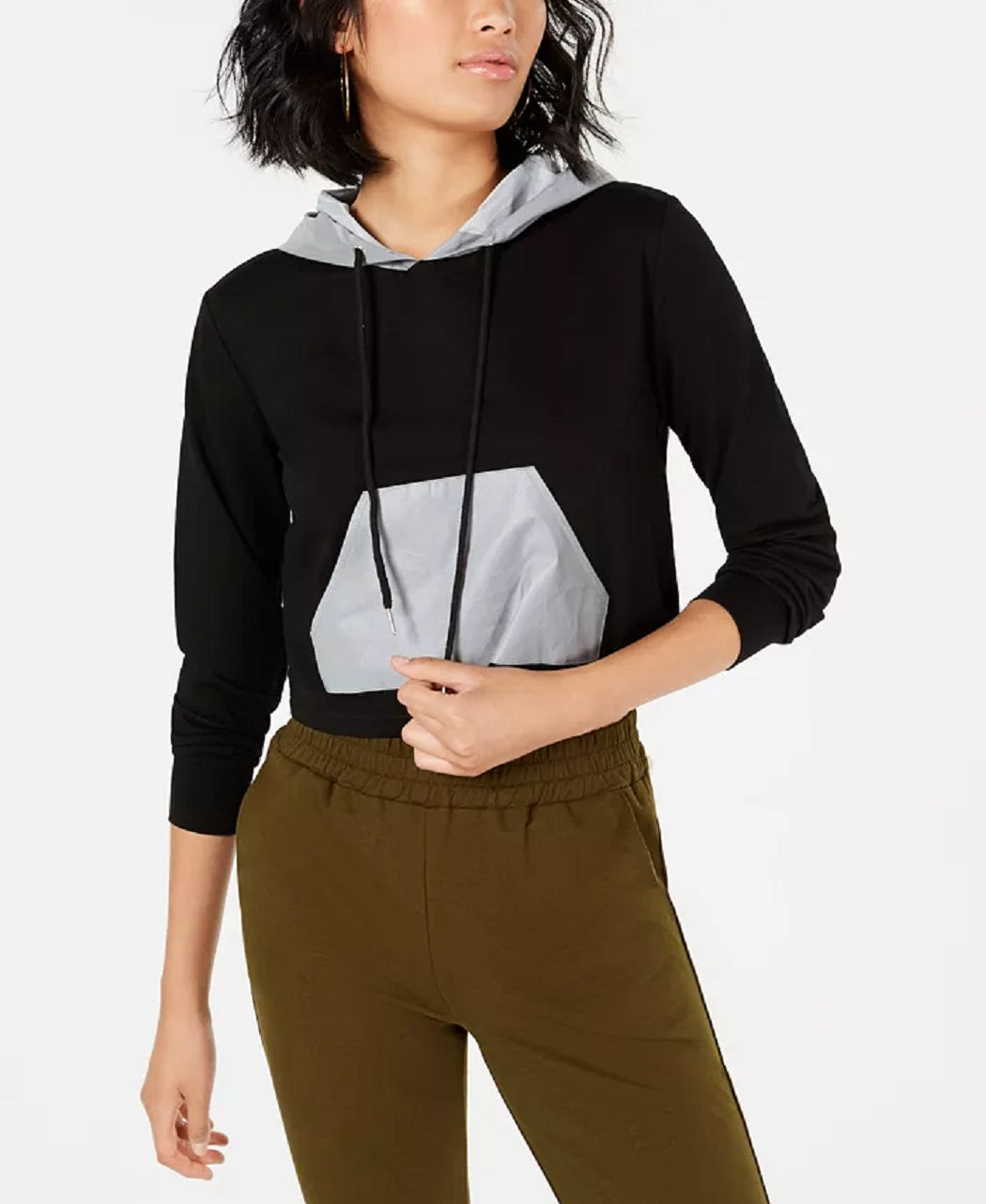 Waisted Women's Reflective Contrast Hoodie Black Size Medium