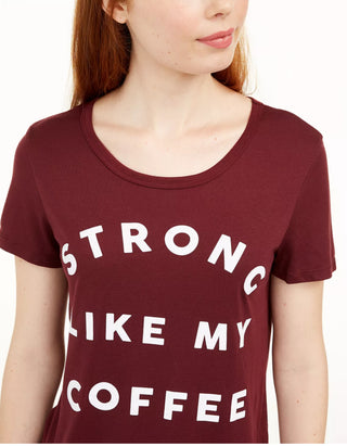 Love Tribe Junior's Strong Like My Coffee Graphic Print T Shirt Burgundy  Size X-Small