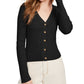 Ultra Flirt Juniors' Cropped Ribbed Cardigan Sweater Black Size X-Small