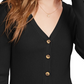 Ultra Flirt Juniors' Cropped Ribbed Cardigan Sweater Black Size X-Small