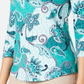 Charter Club Women's Pima Cotton Button Shoulder Print Top Green Size Petite Small