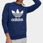 Adidas Women's Originals Adicolor Cotton Trefoil Sweatshirt Blue Size Medium