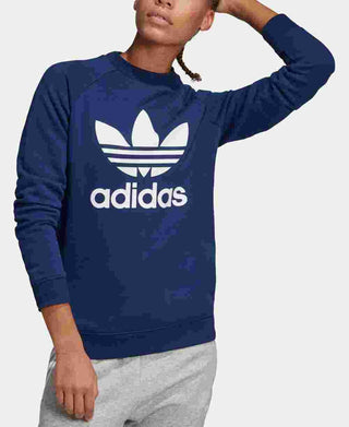 Adidas Women's Originals Adicolor Cotton Trefoil Sweatshirt Blue Size Medium