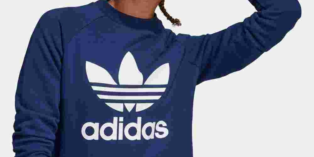 Adidas Women's Originals Adicolor Cotton Trefoil Sweatshirt Blue Size Medium