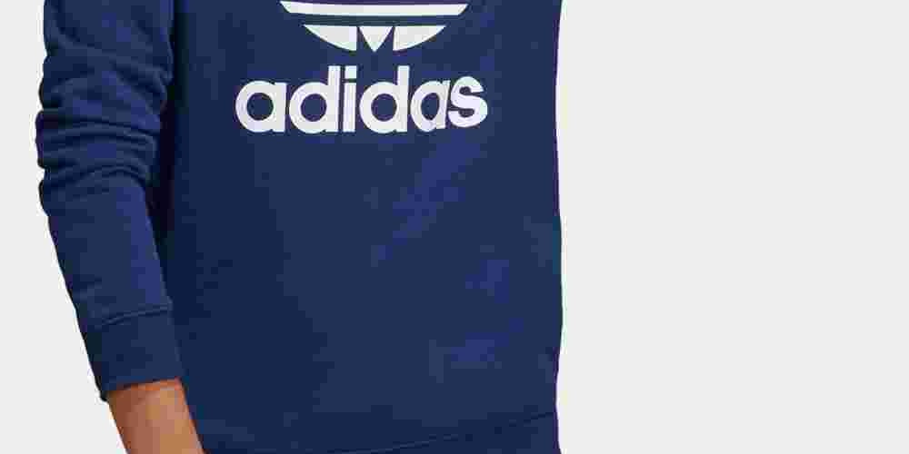 Adidas Women's Originals Adicolor Cotton Trefoil Sweatshirt Blue Size Medium