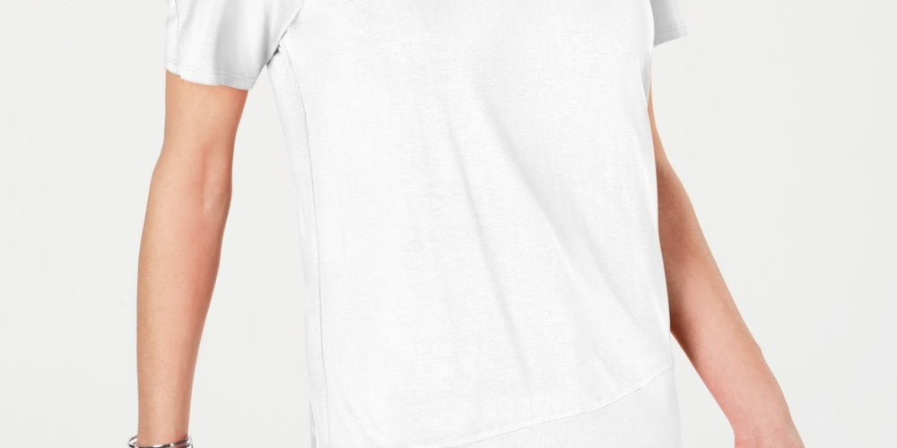 JM Collection Women's Studded Cold Shoulder Top  White Size Small