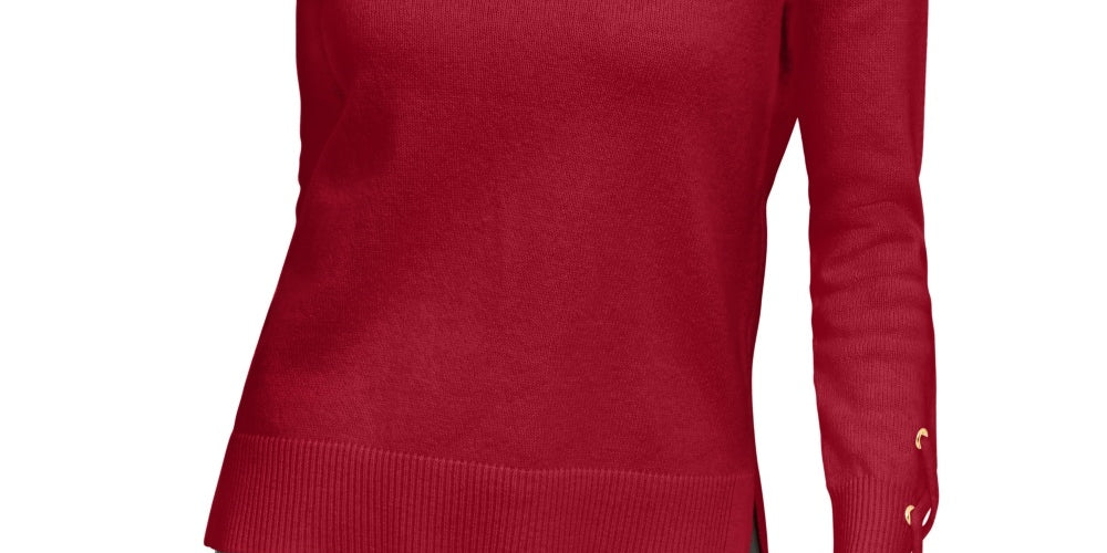 Michael Kors Women's Long Sleeve Crew Neck Sweater Red Size Medium