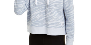 Calvin Klein Women's Performance Zebra Print Logo Hoodie Grey Size Large