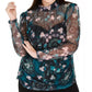 INC International Concepts Women's Printed Mesh Mockneck Top Black Size 0X