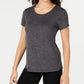 Ideology Women's Mesh-Back T-Shirt Gray Size Small