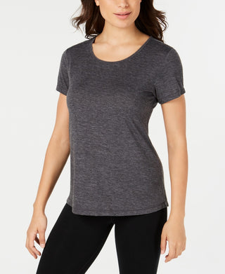 Ideology Women's Mesh-Back T-Shirt Gray Size Small