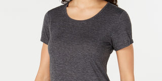 Ideology Women's Mesh-Back T-Shirt Gray Size Small