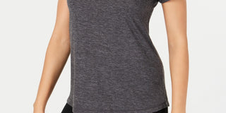 Ideology Women's Mesh-Back T-Shirt Gray Size Small
