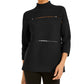 Alfani Women's Cotton Pointelle Poncho Sweater Black Size Small