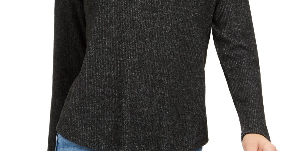 Almost Famous Junior's Crave Fame Cozy Twist Back Ribbed Top Black Size X-Small