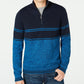 Michael Kors Men's Striped Quarter-Zip Sweater Blue Size XX-Large