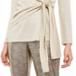 Alfani Women's Metallic Blend Side Tie Blouse Beige Size Small
