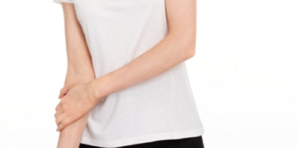 Maison Jules Women's Tie-Back Solid T-Shirtl White Size Large