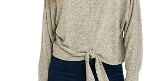 BCX Juniors' Textured Tie-Front Sweater White Size X Small