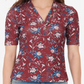 William Rast Women's Floral Henley Shirt Red Size X-small