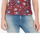 William Rast Women's Floral Henley Shirt Red Size X-small