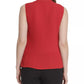 DKNY Women's Sleeveless Pleated Tie Neck Top Red Size X-Large