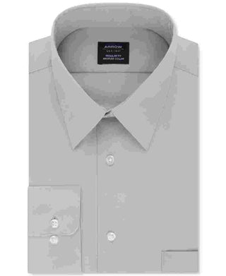 Arrow Men's Classic-Fit Performance Stretch Dress Shirt Gray Size L