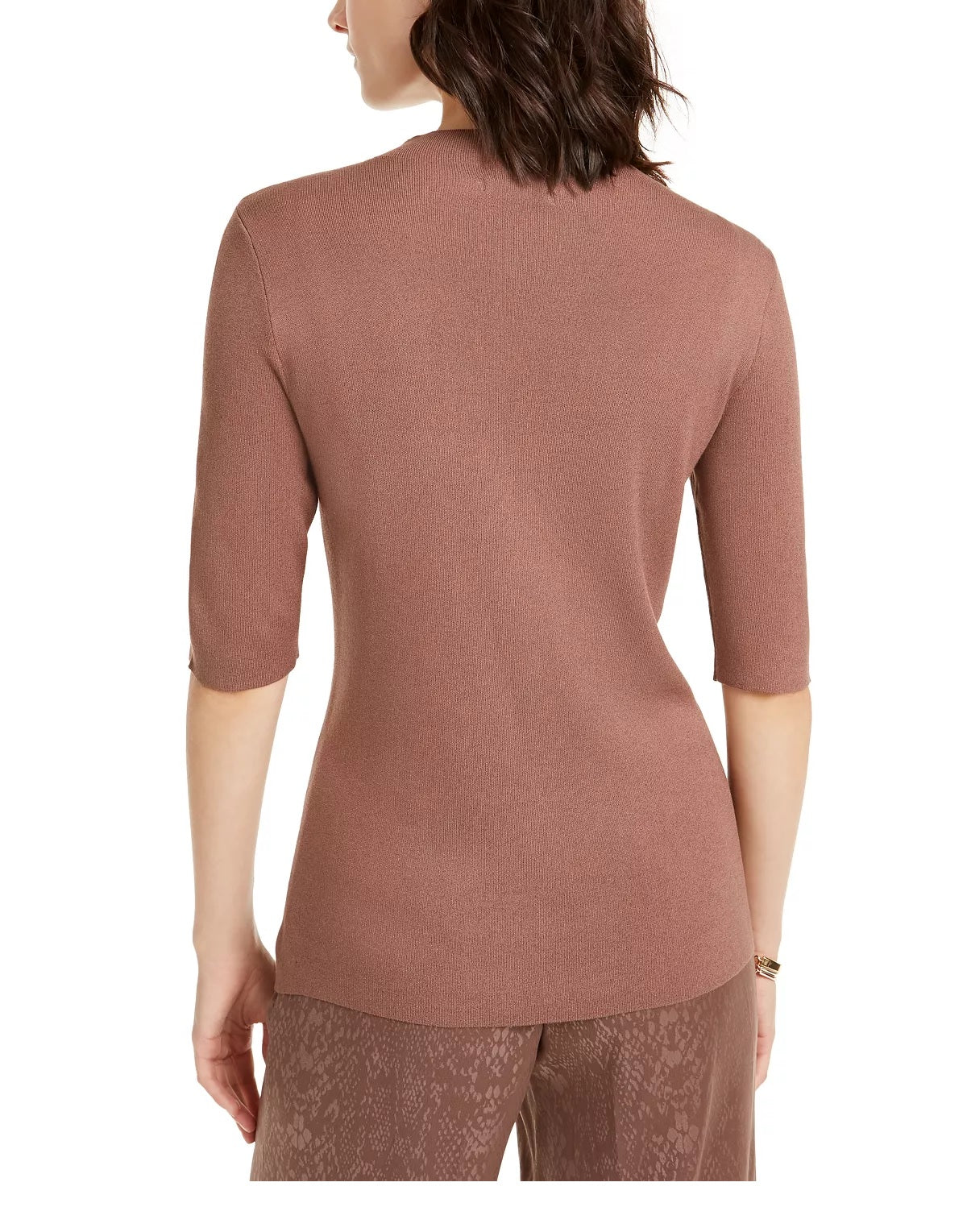 Alfani Women's Lace SequinTrim Sweater Brown Size Small