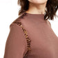 Alfani Women's Lace SequinTrim Sweater Brown Size Small