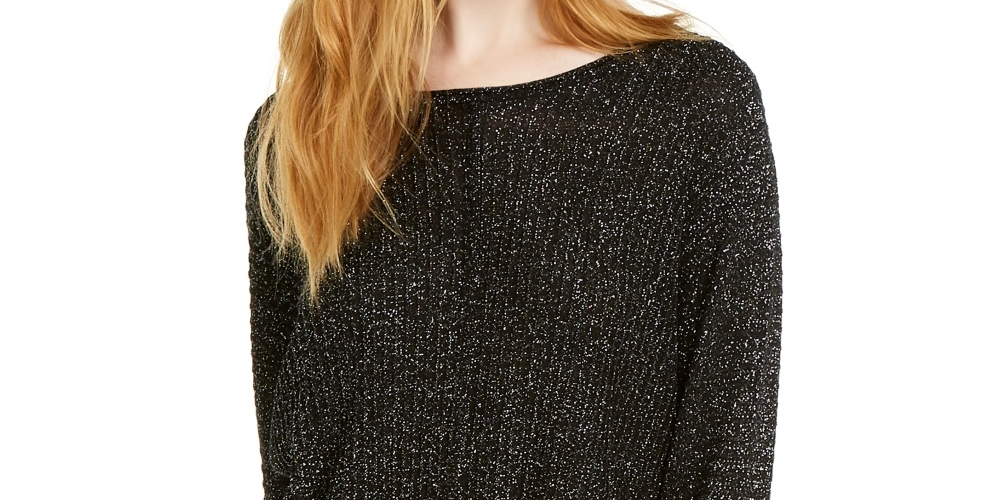 INC International Concepts Women's Metallic Sweater Silver Size Medium