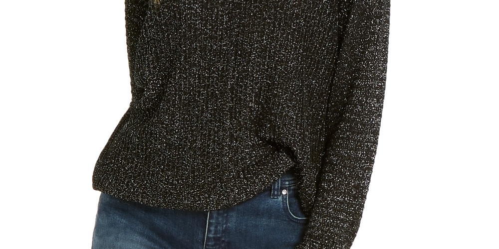 INC International Concepts Women's Metallic Sweater Silver Size Medium