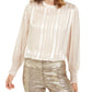 Alfani Women's Striped Mock Neck Top Beige Size Small