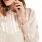 Alfani Women's Striped Mock Neck Top Beige Size Small