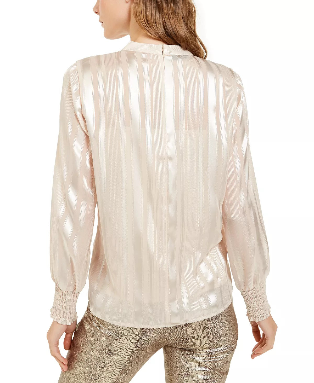 Alfani Women's Striped Mock Neck Top Beige Size Small