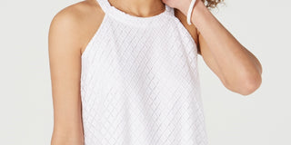 Charter Club Women's Sleeveless Lace Trim Top White Size Large
