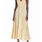 Free People Women's Solid Sleeveless V Neck Tea Length Empire Waist Cocktail Dress Yellow Size Small