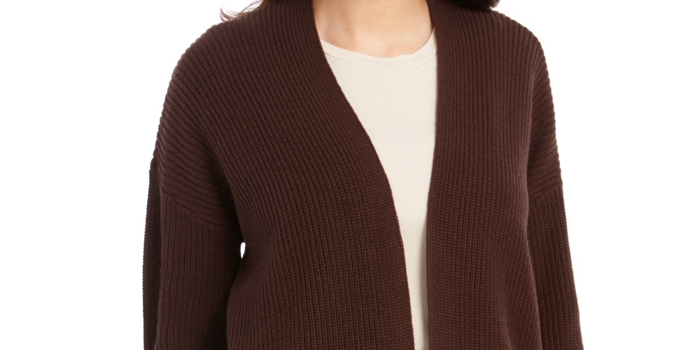 Style & Co Women's Button-Side Oversized Cardigan Khaki Size X-Small